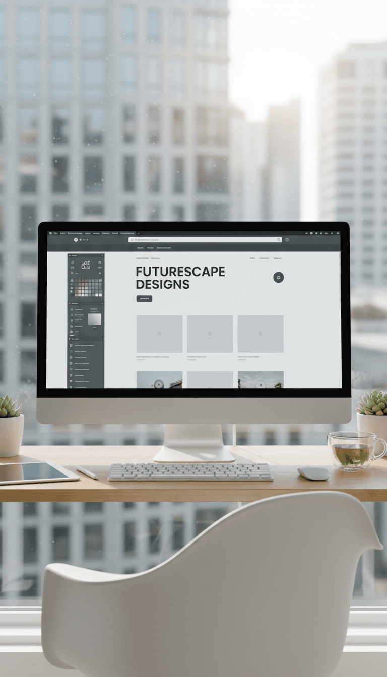 Clean modern website design displayed on desktop monitor